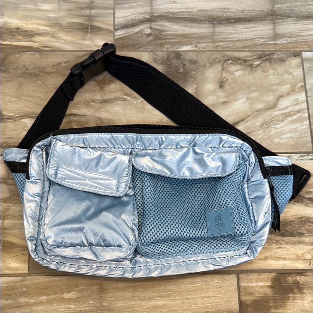 Free People Shiny Blue Waist Bag